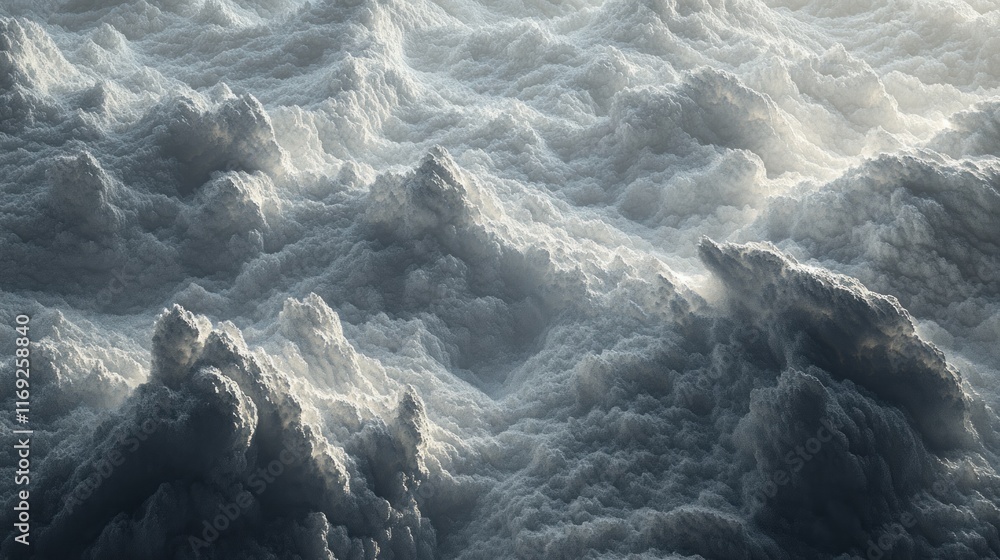 Poster a dramatic view of turbulent clouds, showcasing their texture and movement.