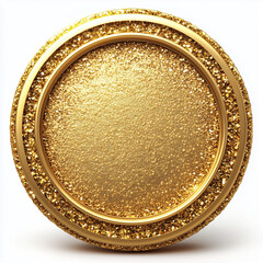 Textured gold medallion with ornate border.