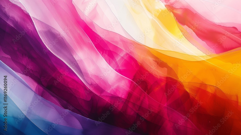 Poster vibrant abstract composition showcasing waves of color blending in harmonious flow