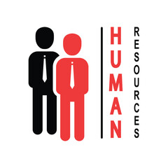 human resources logo with stick men figure. simple flat style trend modern logotype graphic unique idea design isolated on white background. concept of sign