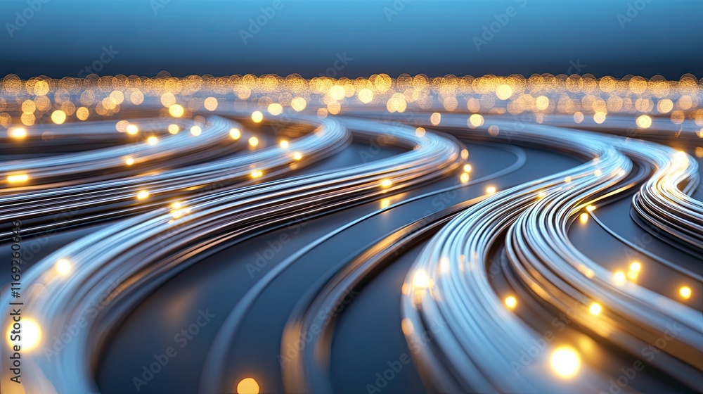 Poster glowing blue lines and numbers stretch across a dark background, creating an immersive digital techn