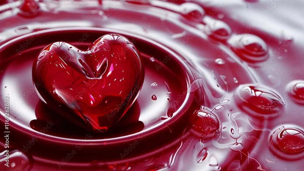 Aufkleber this heart-shaped object splashes in red liquid, setting a romantic valentines vibe.