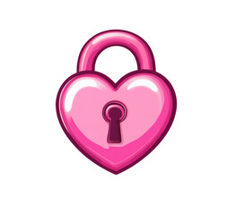 A bright pink heart-shaped padlock with a keyhole is visually striking. It represents themes of love, safety, and connection in various digital settings.