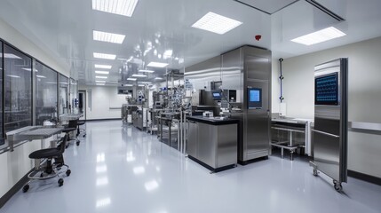 State-of-the-art pharmaceutical technology used to create medical vials, with precision and efficiency in a clean, modern production environment.