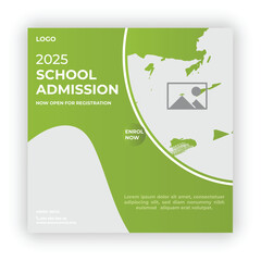 School admission social banner design social media post design template