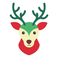 Christmas Deer head Vector icon