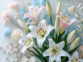 Obraz premium spring lily lilies pastel colors and floral decorations.
