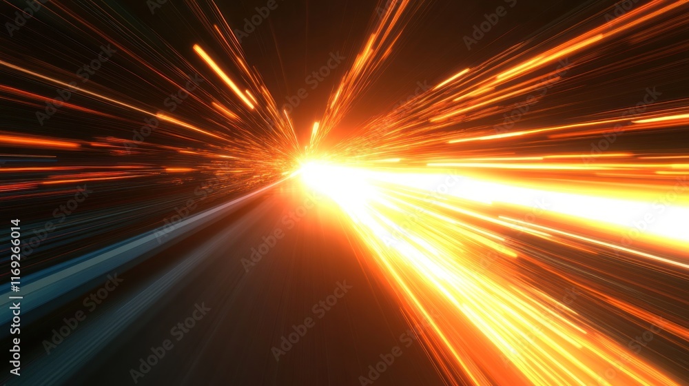 Aufkleber A dynamic burst of light and color, suggesting speed and energy in a cosmic-like setting.