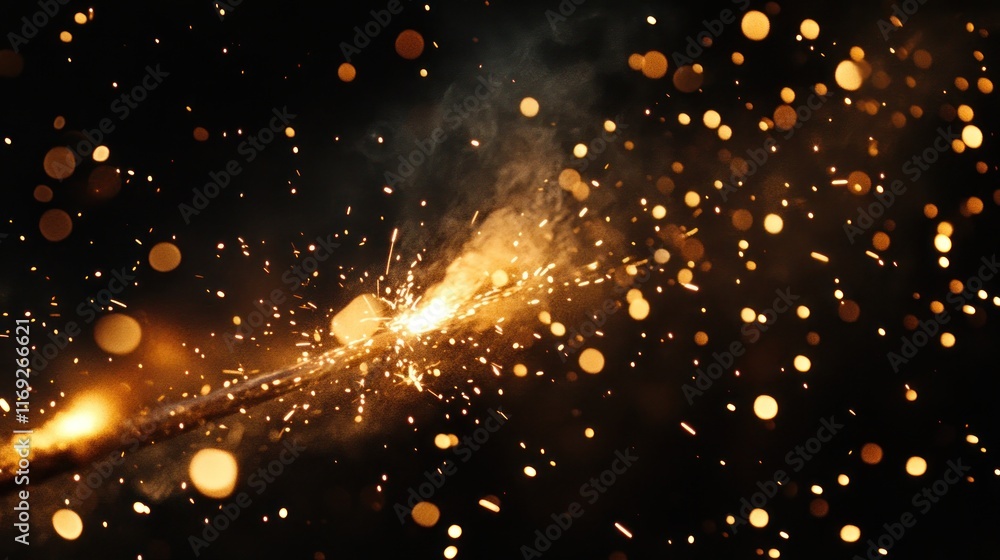 Aufkleber A dynamic display of sparks and glowing particles against a dark background.
