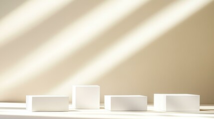 Minimalist White Display Boxes with Sunlight