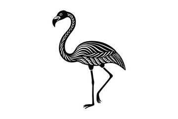 Silhouette of a flamingo standing on one leg.eps