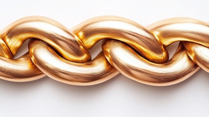 Close-up of a gold chain, interlinked links, metallic texture, smooth surface, shiny, luxury, elegant, abstract background.