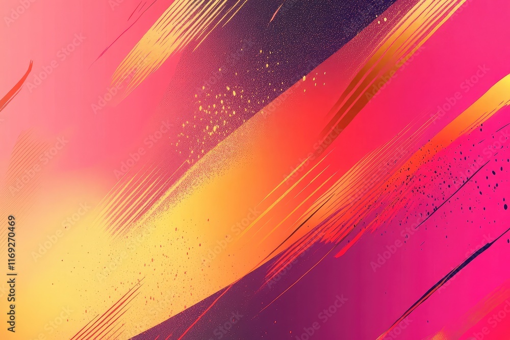 Poster bold abstract background in coral, gold, and magenta hues. features a vibrant gradient with noise gr