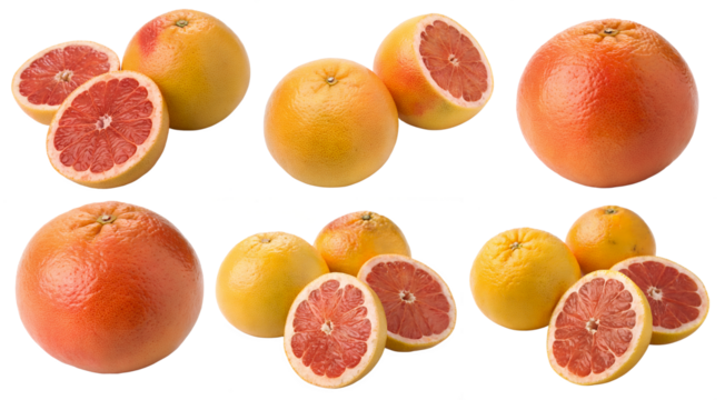 Grapefruit set on a transparent background. The concept of delicious and healthy food.