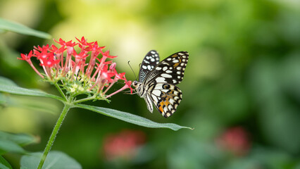 butterfly on a flower eating