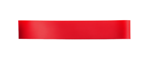 Piece of red paper, tape, isolated on transparent background. top view