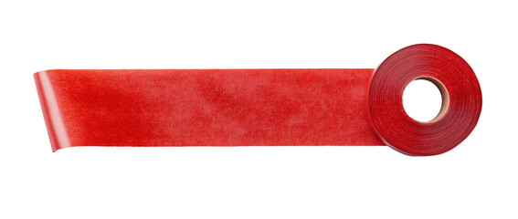 Obraz premium Piece of red paper, tape, isolated on transparent background. top view