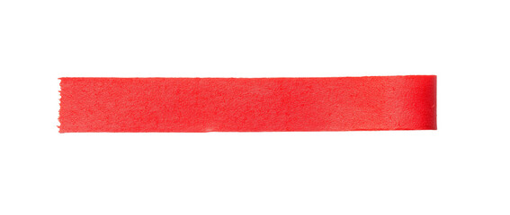 Piece of red paper, tape, isolated on transparent background. top view