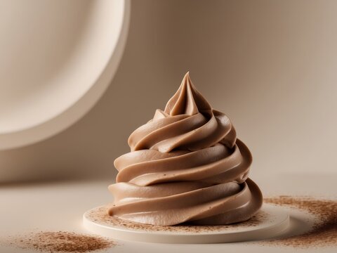 Elegant mocha mousse cream with glossy highlights and refined textures for culinary art promotions