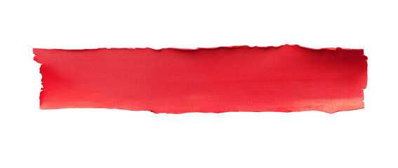 Piece of red paper, tape, isolated on transparent background. top view