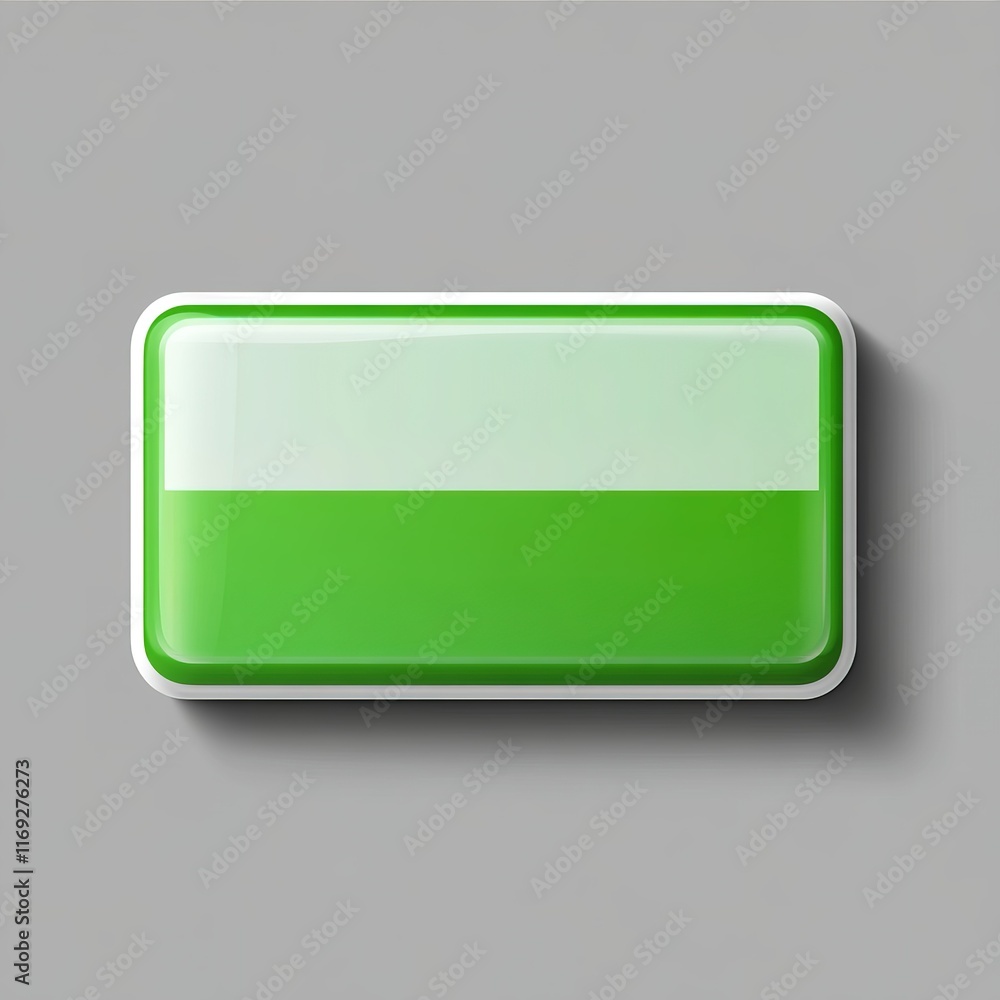 Poster glossy green and white rectangular button. perfect for website design or app interface.