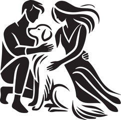 man and woman love pose her dog victor style.