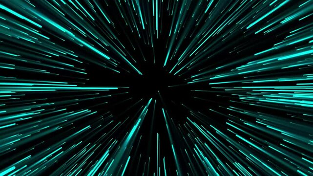 Speed on and Slowdown In Deep Space Flying in Hyperspace with Acceleration and Slowly Stoping. Seamless Loop animation. Hyper space jump