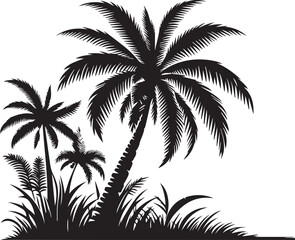 a coconut nature tree on moon star victor silhouette .