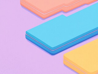 Fototapeta premium Pastel Colored Isometric Blocks Digital Illustration: A Softly Lit Minimalist Design. AI Generated