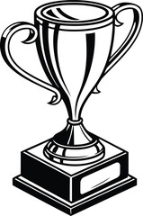 Trophy silhouette vector illustration, trophy cup line art vector