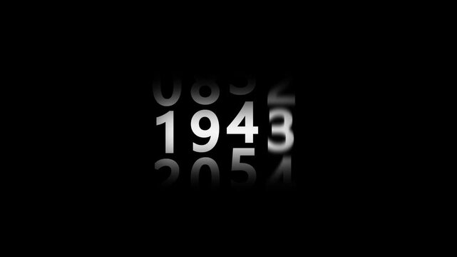 Years Counter Number From 1900 to 2050. Analog Counting Animation in Black Background. Time lapse Motion Graphic Footage