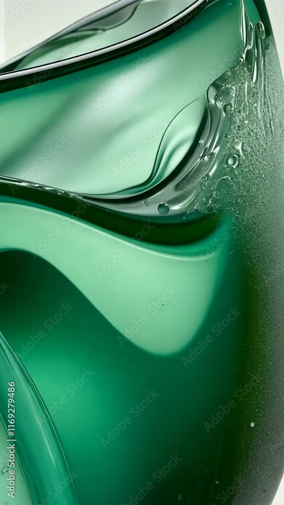Poster swirling green liquid creates mesmerizing patterns in a transparent container