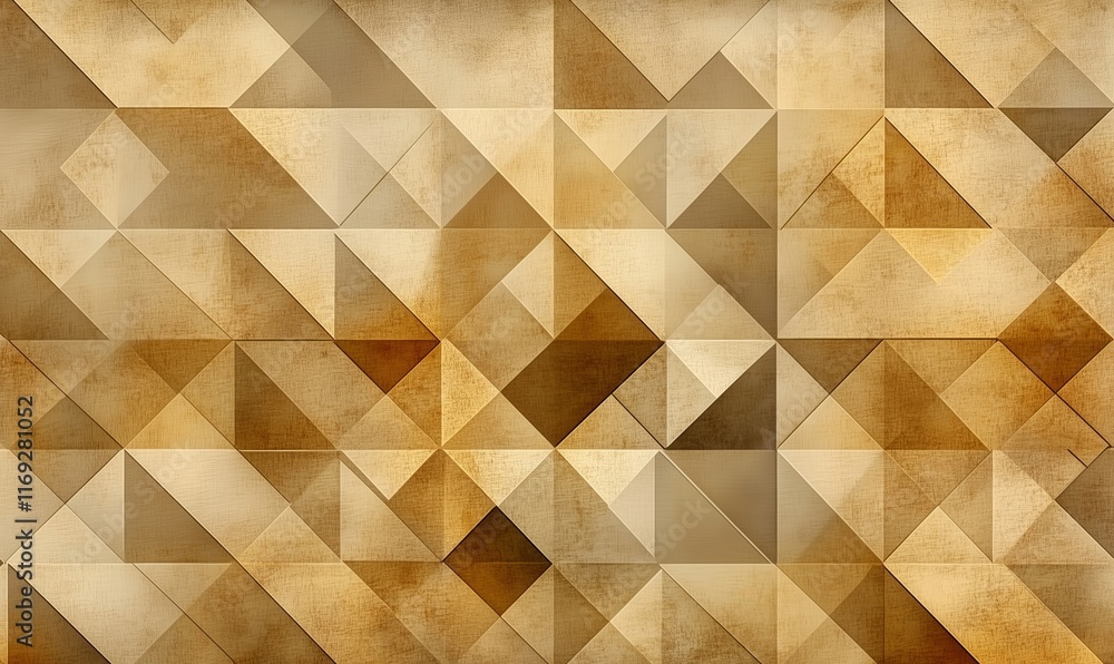 Poster geometric abstract background with triangular patterns in warm beige and brown tones, showcasing a t