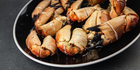 crab claws food seafood fresh tasty dish delicious gourmet food background on the table rustic food top view copy space Vegetarian food pescetarian diet