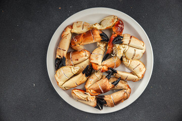 crab claws food seafood fresh tasty dish delicious gourmet food background on the table rustic food top view copy space Vegetarian food pescetarian diet