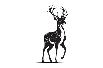 Black and White Deer Illustration with Graceful Design