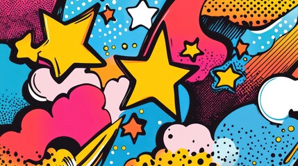 Fototapeta premium Retro 90s Style Comics Pop Art Illustration, Abstract Psychedelic Background