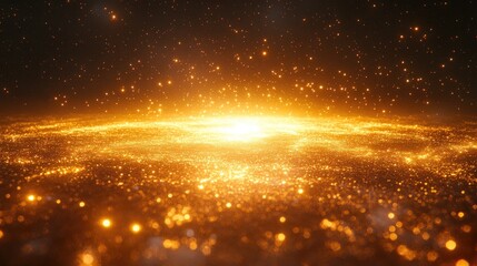 Golden glitter sparkles on a dark background. Ideal for luxury, celebration, or festive themed projects and designs.