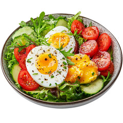 a breakfast of salad with tomatoes and cucumbers on a transparent background