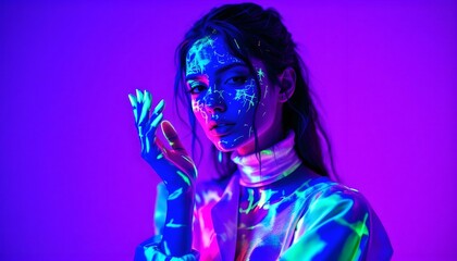 Ultraviolet photography of portraits with luminous paint