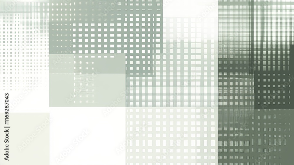 Poster abstract pattern featuring grid-like designs in soft green and white tones.