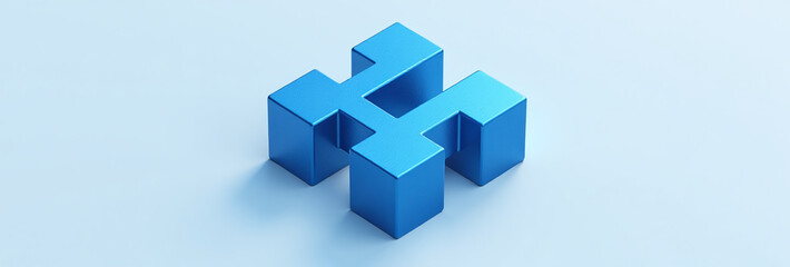Fototapeta premium blue metal geometric shape illustration