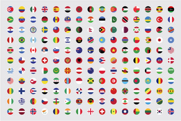 All official national flags of the world. circular design. Vector.