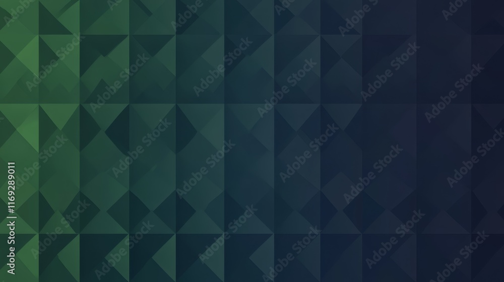 Poster a geometric pattern of dark and light green triangles creating a modern abstract design.