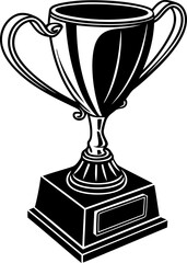 Trophy silhouette vector illustration, trophy cup line art vector