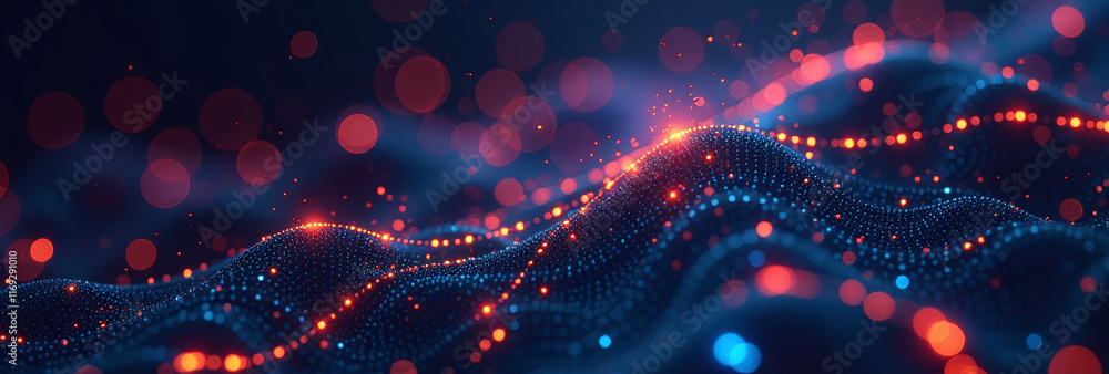 Aufkleber abstract digital art features corrupted networks glowing particles big data vector illustration abst