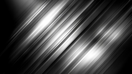 Abstract composition with diagonal lines and gradients in black and silver tones.