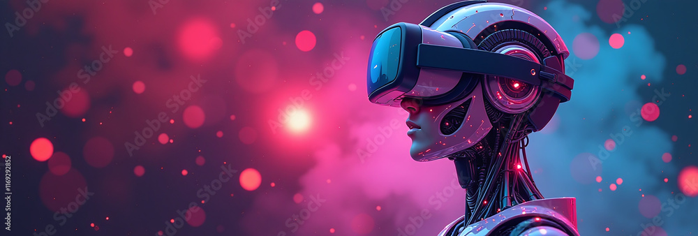 Poster artificial ai transforms reality vibrant colors advanced vr