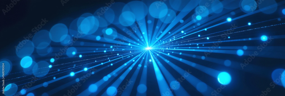 Poster artificial intelligence creates patterns blue digital images light rays