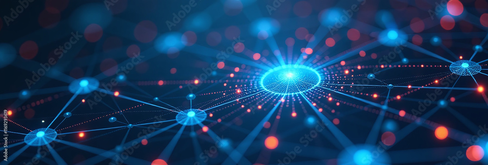 Poster background networks tech descriptions featuring abstract digital elements copy space educational
